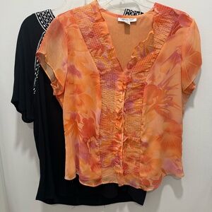 2 Pretty Summer Blouses Size Petite Medium